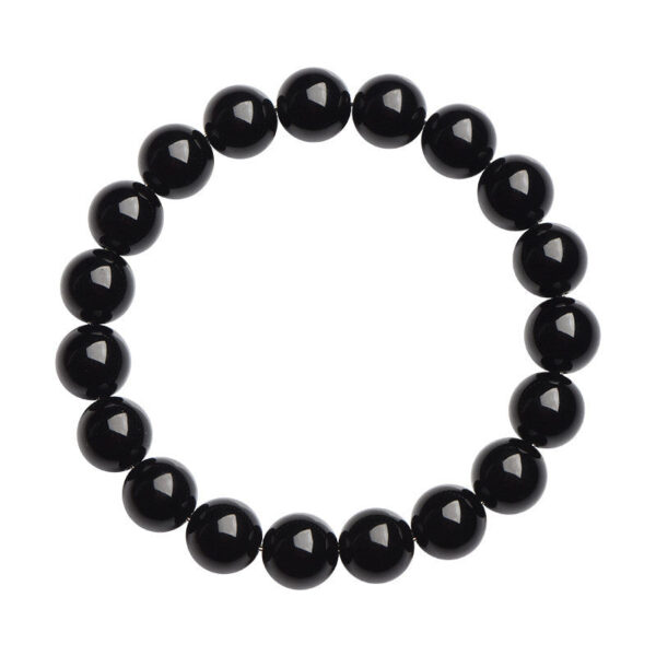 Black obsidian bead bracelet on a white background