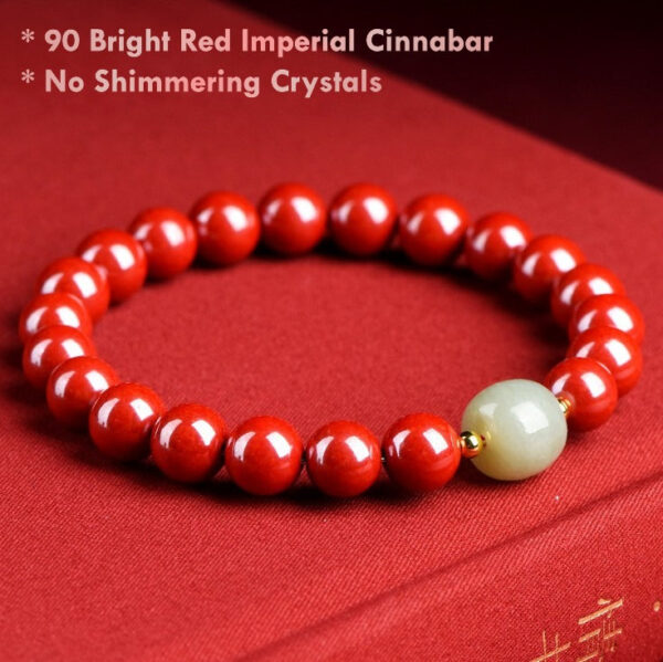 Natural Cinnabar & Hetian Jade Energy Bracelet