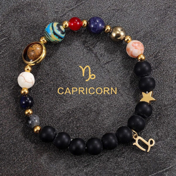 Planetary Zodiac Black Beaded Bracelet