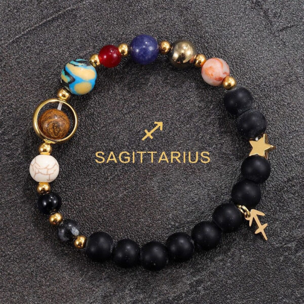 Planetary Zodiac Black Beaded Bracelet