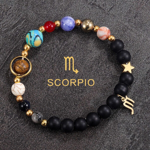 Planetary Zodiac Black Beaded Bracelet