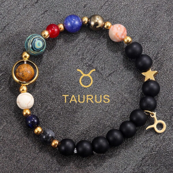 Planetary Zodiac Black Beaded Bracelet