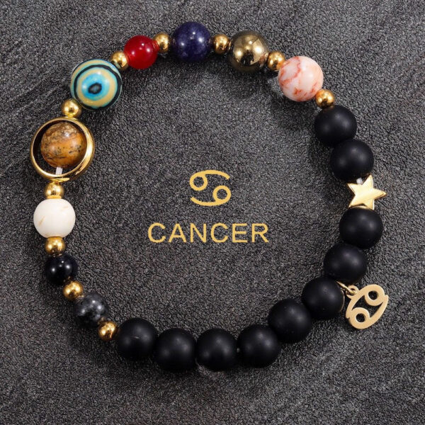 Planetary Zodiac Black Beaded Bracelet