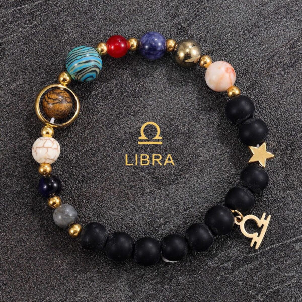 Planetary Zodiac Black Beaded Bracelet
