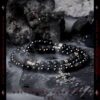 Dark Cross Black Obsidian Double-Layer Bracelet