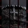 Dark Cross Black Obsidian Double-Layer Bracelet
