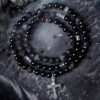 Dark Cross Black Obsidian Double-Layer Bracelet