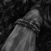 Dark Cross Black Obsidian Double-Layer Bracelet