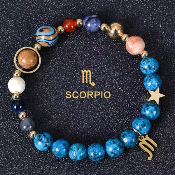 Solar_System_Planetary_Zodiac_Bracelet_Scorpio-1 Planetary Zodiac Natural Blue Agate Bracelet