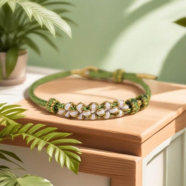 St._Patrick_s_Day_Green_Lucky_Clover_Handwoven_Bracelet_02 Green Lucky Clover Handwoven Bracelet