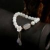 White Jade Shell Floral Beaded Bracelet