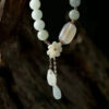 White Jade Shell Floral Beaded Bracelet