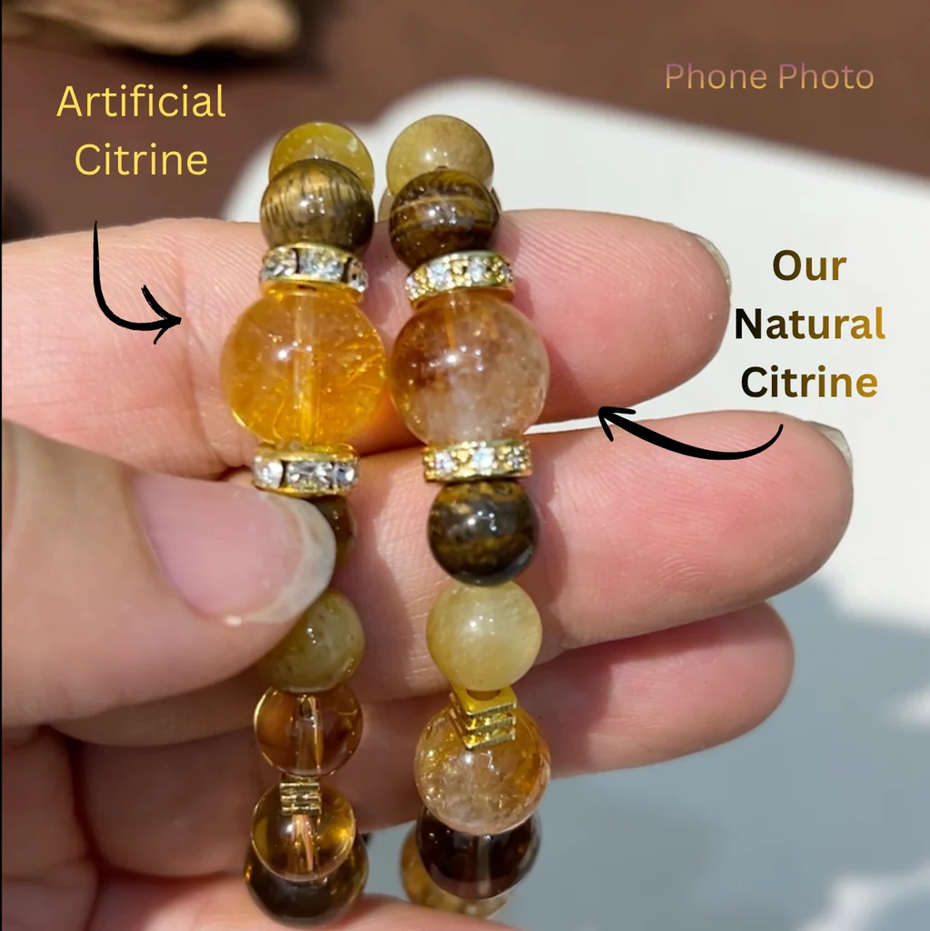 Citrine & Tiger Eye Bracelet our natural citrine vs other's artificial citrine