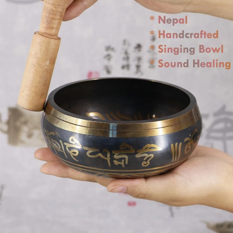 Crystal cleansing with a Tibetan singing bowl and healing crystals