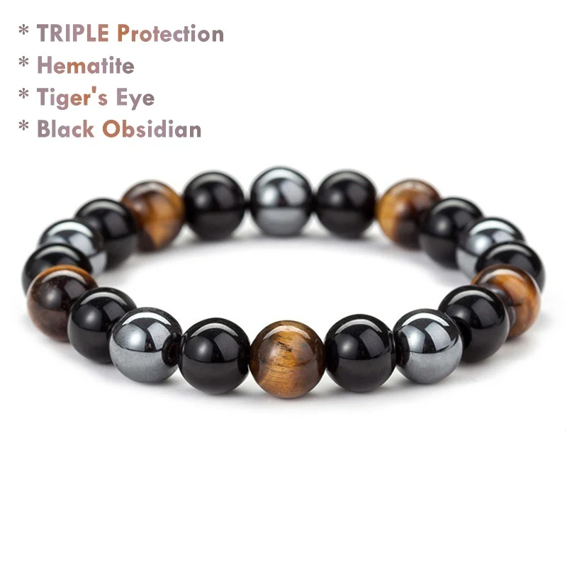 Black Obsidian and Hematite bracelet for protection