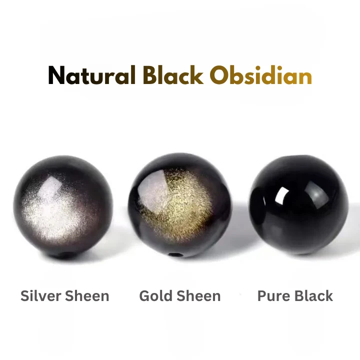 Natural Black Obsidian bracelet beads