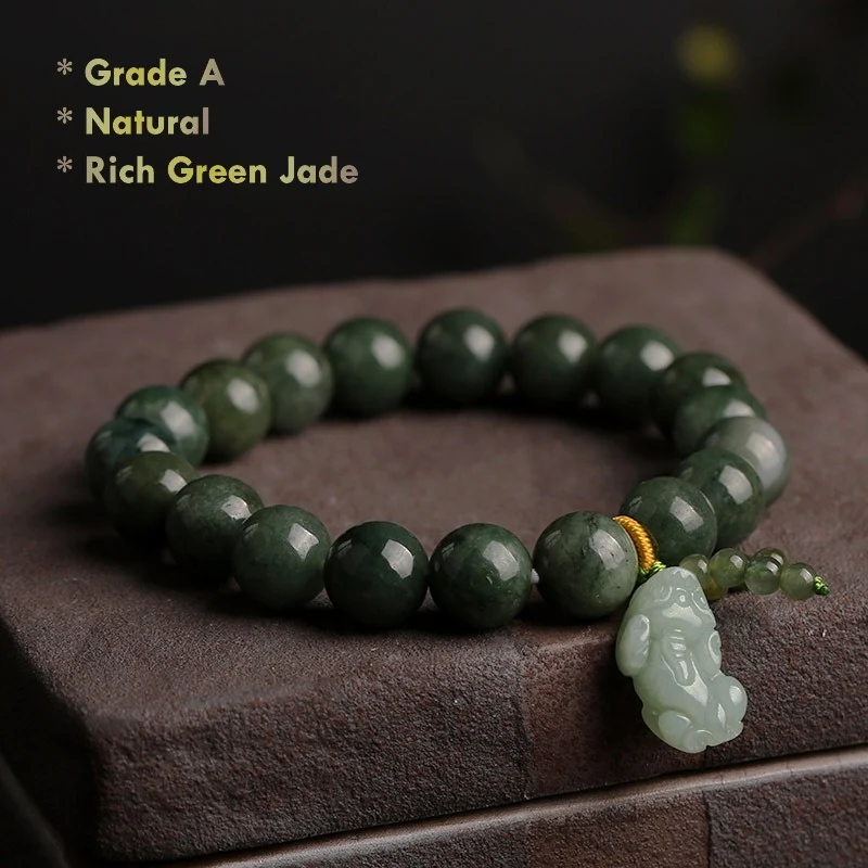 green jadeite jade Pixiu bracelet for prosperity protection and abundance