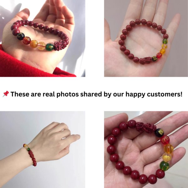cinnabarpixu High-Content Cinnabar Pixiu Feng Shui Bracelet โ Five Wealth Gods Symbol of Prosperity, Protection & Abundance (90% Natural Cinnabar Beads)