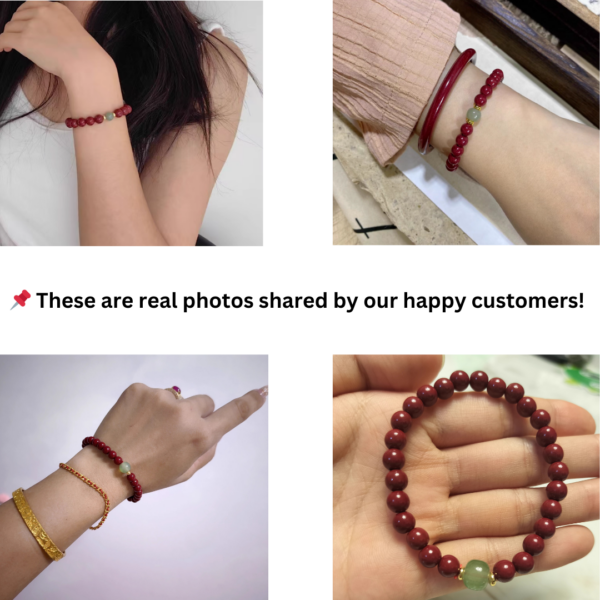 Natural Cinnabar & Hetian Jade Energy Bracelet