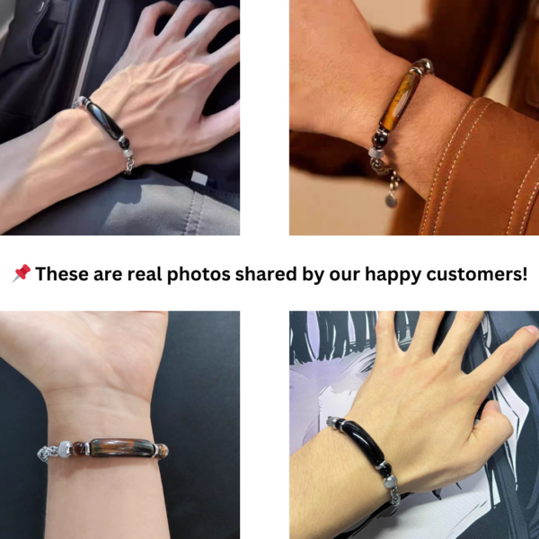 Men’s Tiger Eye Bracelet – Titanium Steel Strength & Protection Jewelry | Confidence, Focus & Success Gift for Him