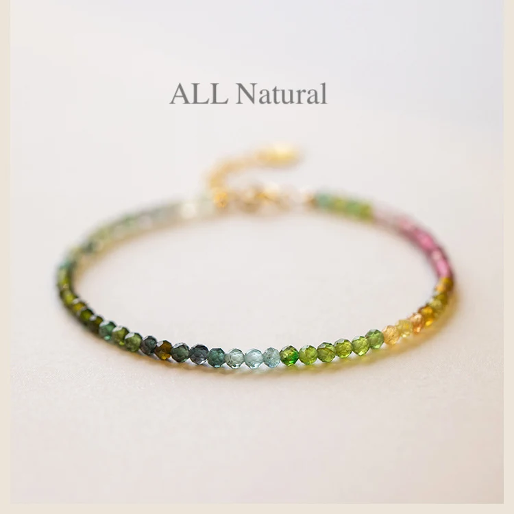 14K Gold Tourmaline Bracelet faced beads