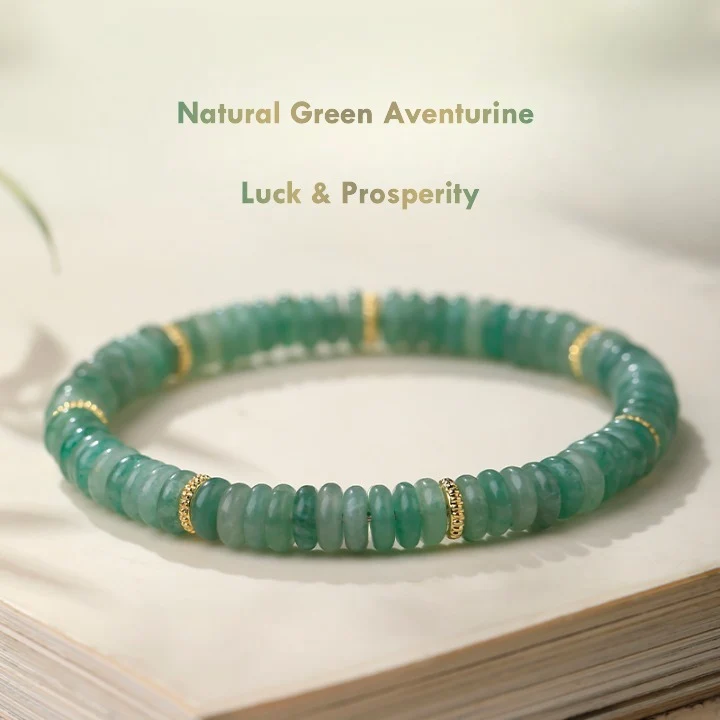 Green aventurine money stone bracelet for women luck and wealth