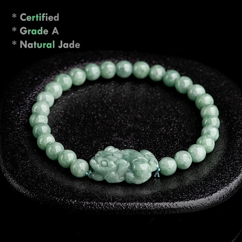 Certified Grade A Natural Jade Pixiu Bracelet Authentic Jadeite Jewelry