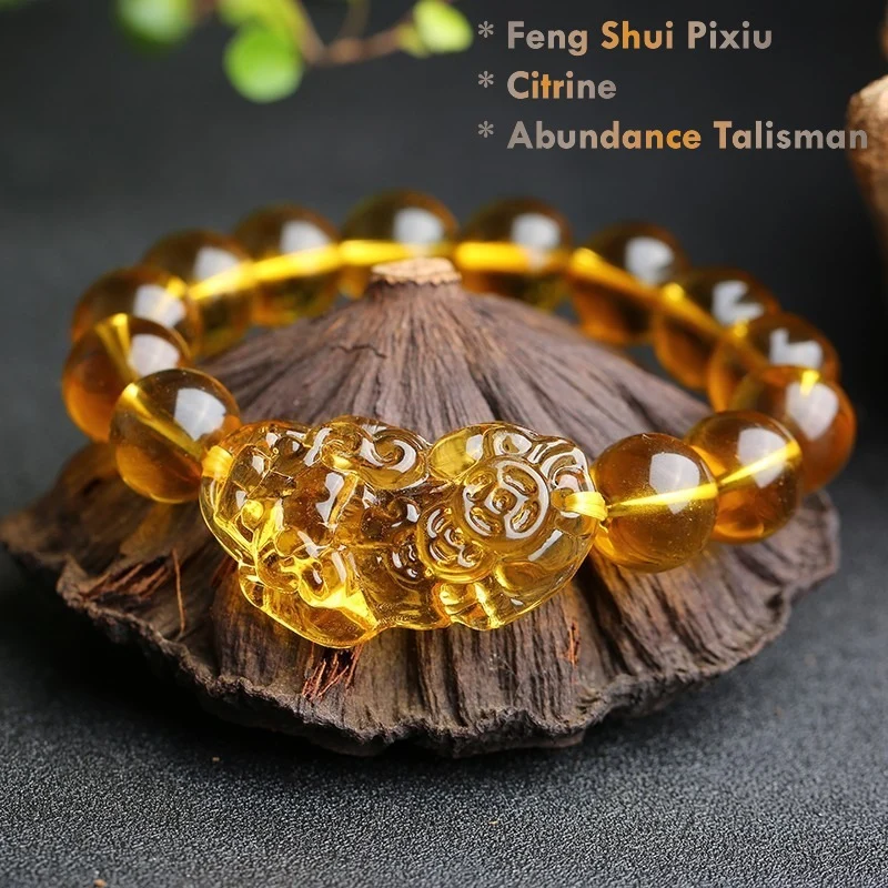 feng shui pixiu citrine wealth bracelet