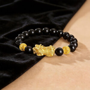 fengshuipixiiublackagatebracelet01 Feng Shui Pixiu Grounded Wealth Guardian Black Agate Bracelet