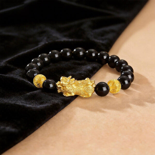 fengshuipixiiublackagatebracelet01 Feng Shui Pixiu Grounded Wealth Guardian Black Agate Bracelet