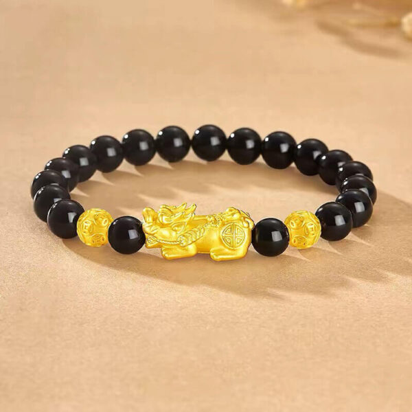 fengshuipixiiublackagatebracelet02 Feng Shui Pixiu Grounded Wealth Guardian Black Agate Bracelet
