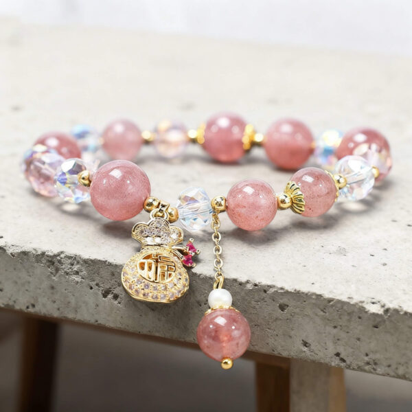 Strawberry Quartz Lucky Charm Bracelet
