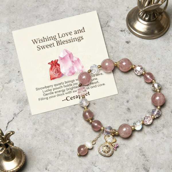 Strawberry Quartz Lucky Charm Bracelet