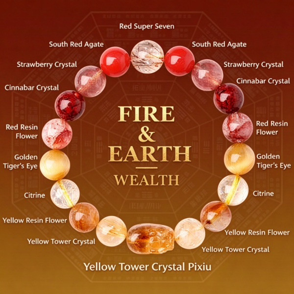 Feng Shui Fire & Earth Pixiu Bracelet For Wealth Happiness Love