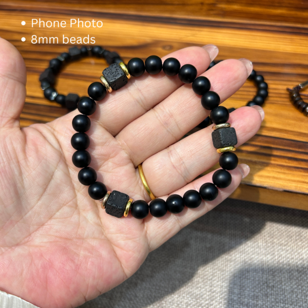 men_s_black_onyx_lava_stone_bracelet Men's Lava Stone & Black Onyx Stretch Beaded Bracelet