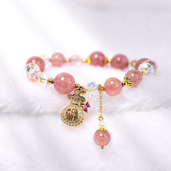 Strawberry Quartz Lucky Charm Bracelet