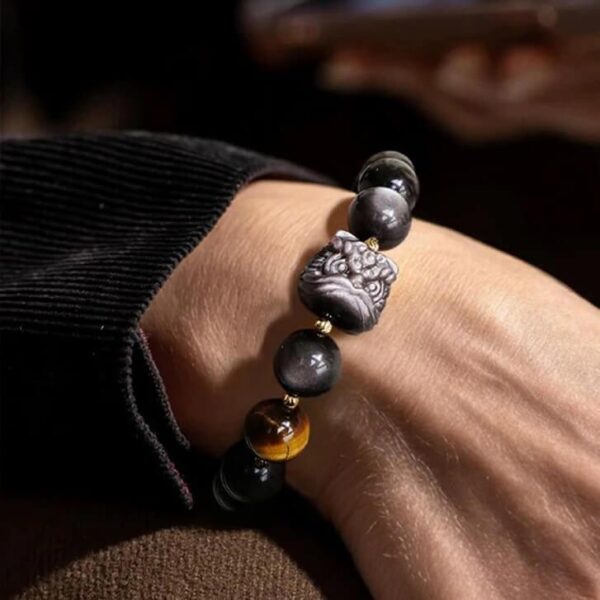 Lion Dance Obsidian Feng Shui Bracelet
