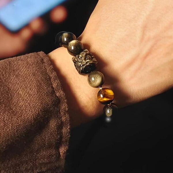 Lion Dance Obsidian Feng Shui Bracelet