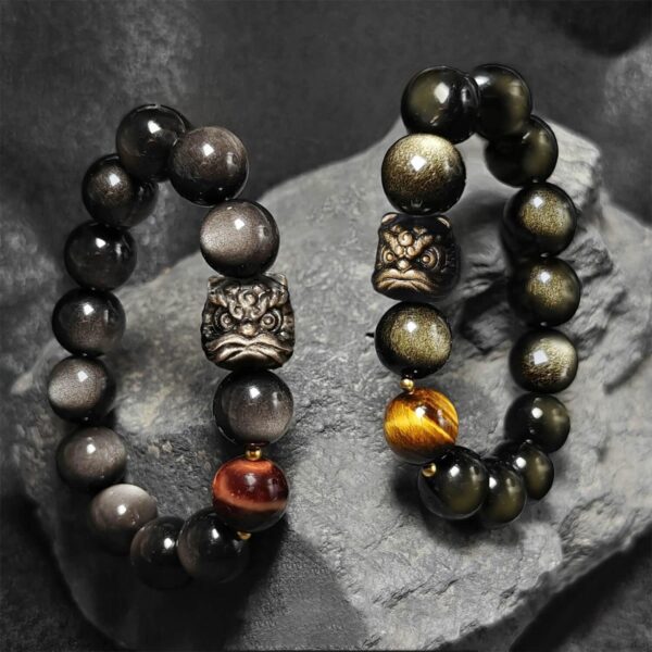 Lion Dance Obsidian Feng Shui Bracelet