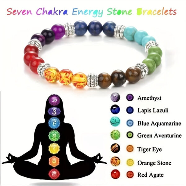 7 Chakra Natural Gemstone Beaded Bracelet