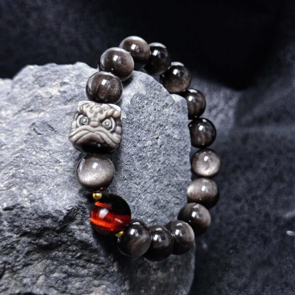 Lion Dance Obsidian Feng Shui Bracelet