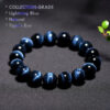 sku037cc_profile Natural Blue Tiger Eye Bracelet – Collection Grade Gemstone for Strength, Focus & Protection (Unisex Beaded Jewelry)