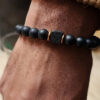 sku105_black_onyx_lava_stone_bracelet_men-1 Men's Lava Stone & Black Onyx Stretch Beaded Bracelet