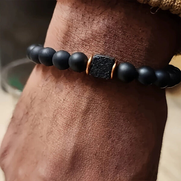 sku105_black_onyx_lava_stone_bracelet_men-1 Men's Lava Stone & Black Onyx Stretch Beaded Bracelet