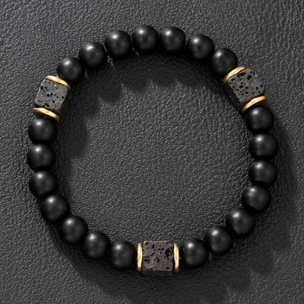 sku105_black_onyx_lava_stone_bracelet_men-2 Men's Lava Stone & Black Onyx Stretch Beaded Bracelet