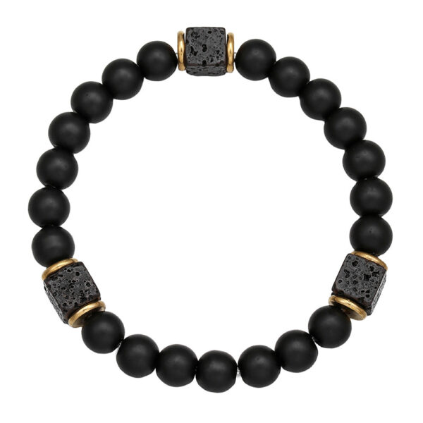 sku105_black_onyx_lava_stone_bracelet_men-3 Men's Lava Stone & Black Onyx Stretch Beaded Bracelet