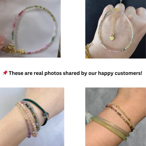 sku114_customer Natural Multicolor Tourmaline 14K Gold Bracelet for Women