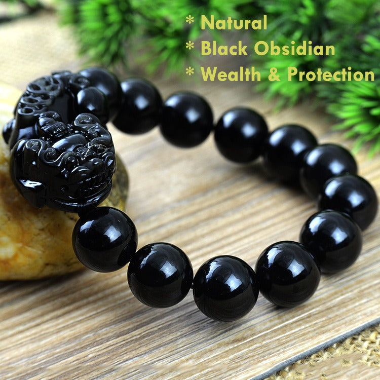 Black obsidian Pixiu wealth bracelet, a modern protective charm