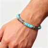 Men's Hematite Turquoise Beaded Bracelet