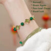 Green Agate Four-Leaf Clover Bracelet for Women